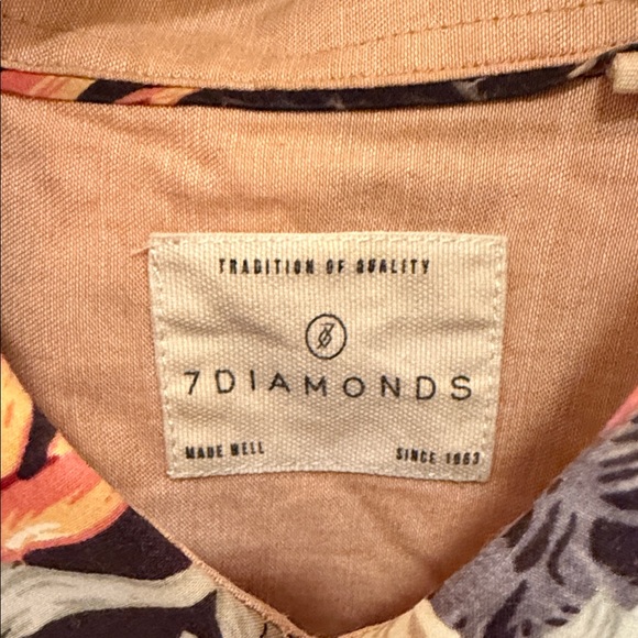 7Diamonds Tropical Floral Shirt Mens Medium Black Hawaiian Button Up Cotton - Picture 3 of 9